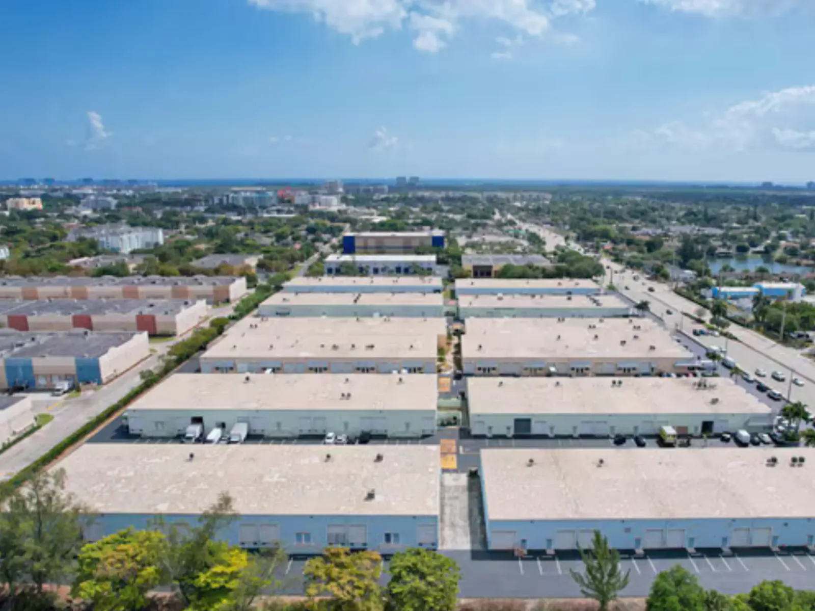 Aerial view of a multi-tenant small-bay industrial park